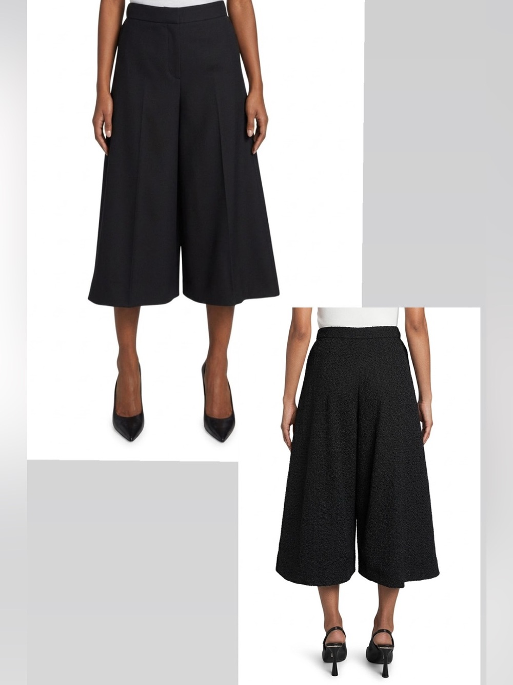 DKNY Black Wide Leg Culotte Pants Size 10 High Rise Cropped Trousers